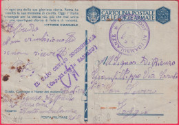 1943-Franchigia Posta Militare Manoscritto 210 9.5.43 Reparto Autoambulanze Tuni - Weltkrieg 1939-45