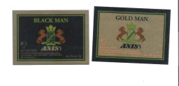 ANIS - BELGIAN BEER - GOLD MAN - BLACK MAN  -  33 CL  -   2 BIERETIKETTEN  (BE 728) - Cerveza