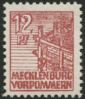MECKLENBURG-VORPOMMERN 36xc **, 1946, 12 Pf. Lebhaftbraunrot, Kreidepapier, Pracht, Gepr. Kramp, Mi. 200.- - Andere & Zonder Classificatie