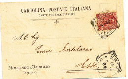 1905 TORINO CARTOLINA PUBBLICITARIA MORIONDO E GARIGLIO - Marcophilie