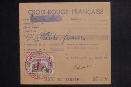 FRANCE - Vignettes Croix Rouge Sur Carte D'Adhérent En 1956  - L 153233 - Brieven En Documenten