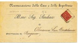 1892 PORDENONE  TONDO RIQUADRATO + NUMERAZIONE DELLE CASE E DELLE SEPOLTURE STAMPA - Storia Postale