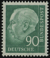 BUNDESREPUBLIK 265xv **, 1957, 90 Pf. Heuß, Geriffelte Gummierung, Pracht, Mi. 38.- - Ongebruikt