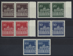 BERLIN 286-90 Paar **, 1966, Brandenburger Tor In Waagerechten Paaren, Prachtsatz, Mi. 25.- - Unused Stamps