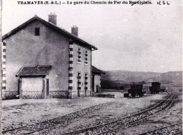 Photo 24.0 X 18.0 Cm  - Chemin De Fer Du Beaujolais - Gare De TRAMAYES ( Saone Et Loire ) - Retirage - Trains