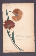 Carte Originale Peinture Et Fleurs Séchées Et Collées Langage Oeillet Amour Sincere 3979 - Flowers