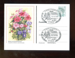 "BUNDESREPUBLIK DEUTSCHLAND" 1994, Privatpostkarte "Malven Und Glockenblumen" Mit SSt. "SINDELFINGEN" (L2138) - Geïllustreerde Postkaarten - Gebruikt