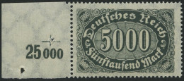 Dt. Reich 256d **, 1922, 5000 M. Schwarzgrün, Pracht, Gepr. Dr. Hochstädter, Mi. 32.- - Ungebraucht