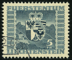 LIECHTENSTEIN 243 O, 1945, 5 Fr. Wappen, Pracht, Mi. 50.- - Sonstige & Ohne Zuordnung