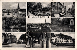 CPA Unna In Westfalen, Bad Königsborn, Landratsamt, Rathausbögen, Schwanenteich, Stadtgarten, Markt - Autres & Non Classés