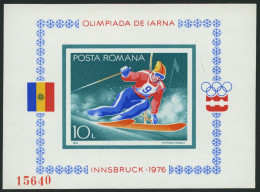 RUMÄNIEN Bl. 129 **, 1976, Block Olympische Winterspiele, Pracht, Mi. 50.- - Blocchi & Foglietti
