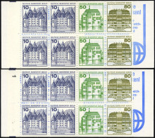 ZUSAMMENDRUCKE **, 1982, 2 Markenheftchen (MH 13a PFV,VIII) Burgen Und Schlösser Mit Abart Linkes Unteres Fenster Mit Ra - Se-Tenant