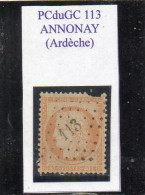 Ardèche - N° 38 (déf) Obl PCduGC 113 Annonay - 1870 Beleg Van Parijs