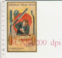Image Chromo Ancienne Chocolat Félix Potin Les Instruments De Travail Gouge Sculpteur Outil Sculpture - Autres & Non Classés