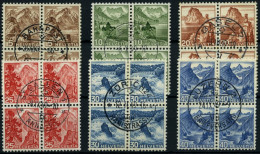 SCHWEIZ BUNDESPOST 500-05  VB O, 1948, Landschaften In Zentrisch Gestempelten Viererblocks, Prachtsatz - Used Stamps