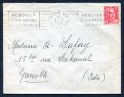 RC 27785 FRANCE 1951 RBV PARIS XIII AVENUE D'ITALIE / REBOISER DEVOIR NATIONAL PLACEMENT FAMILIAL LETTRE POUR GRENOBLE - Mechanical Postmarks (Advertisement)