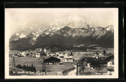 AK St. Johann, Ortsansicht Mit Dem Wilden Kaiser  - Autres & Non Classés