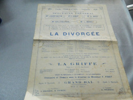 FRAMERIES  : AFFICHETTE DU CERCLE L'EMULATION DE 1924 THEATRE LA DIVORCEE  +BAL - Programmi