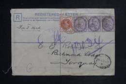 ROYAUME UNI - Perforés Sur Enveloppe En Recommandé De Londres Pour Torquay En 1895  - L 153241 - Covers & Documents