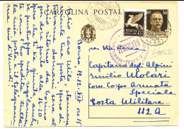 1940 BONZO DOPPIO CERCHIO FRAZIONARIO SU CARTOLINA POSTALE AEREA X PM 112 A - Marcophilie