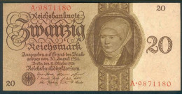 Deutschland, Germany - 20 Reichsmark, Ro. 169 , ( Serie W/A ) 1924 - 1935, XF - 20 Reichsmark