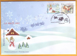 2014 Moldova Moldavie Moldau  FDC  Happy New Year!  Official  Deer. Snowman. Santa Claus. Sledge. - New Year