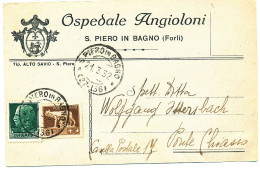 1932 SAN PIERO IN BAGNO DOPPIO CERCHIO FRAZIONARIO SU CARTOLINA ARALDICA - Marcophilie