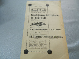 FOOTBALL+ATH+QUEVAUCAMPS +FC LIEGEOIS +ROUBAIX: AFFICHETTE DE FOOTBALL AVEC FC ATH ECT.. LE 15 AOUT PAS D'ANNEE 50/60 - Other & Unclassified