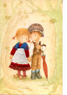 Carte Brodée Couple D'enfants  RV - Embroidered