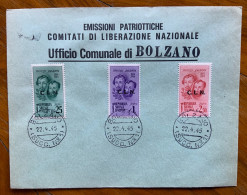 EMISSIONI PATRIOTTICHE - COMITATO LIBERTAZIONE NAZIONALE BOLZANO  - FRATELLI BANDIERA C.L.N. 22/4/45 - Marcophilia