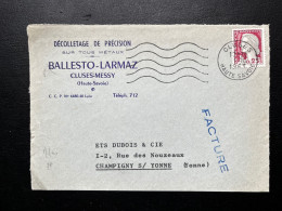 DEVANT D'ENVELOPPE FACTURE / CLUSES POUR CHAMPIGNY SUR YONNE 1963 / DECOLLETAGE DE PRECISION BALLESTO LARMAZ - 1961-....