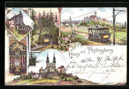 Lithographie Pöstlingberg, Bergbahn, Kirche Mit Altar  - Andere & Zonder Classificatie