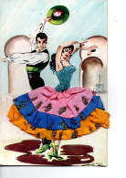 Carte Brodée Espagne Danse  RV - Embroidered