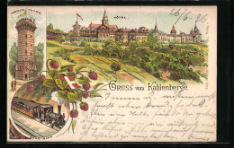 Lithographie Wien-Kahlenberg, Hotel, Aussichtsthurm, Berg-Bahn  - Autres & Non Classés