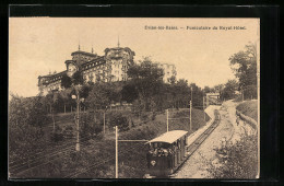 AK Evian-Les-Bains, Funiculaire Du Royal Hotel, Bergbahn Und Hotelgebäude  - Autres & Non Classés