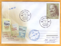 2023 Moldova FDC Stamped Envelope ”Tudor Colac (1948 - 2021), Writer And Ethnologist. 75th Birth Anniversary.” Used - Moldavie