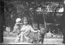 Photographie Vintage Photo Snapshot Chien Dog Pet Poupée Doll - Sonstige & Ohne Zuordnung