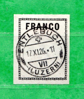 SVIZZERA-SUISSE ° -1911 -  ETIQUETTES FRANCO. Zum. 1A. Cad. ENTEBLUCH 12/11/1926. Obliterer - Franchigia