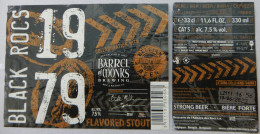 Bier Etiket (8e9), étiquette De Bière, Beer Label, 1979 Black Rocs Flavored Stout Brouwerij L'Abbaye Des Rocs - Bier