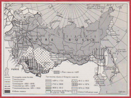 Carte De L'Empire Russe De 1689 à 1907. Carte Historique. Larousse 1960. - Documents Historiques