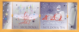 2019 Moldova Moldavie  Happy New Year 2020! Snowman. Snowflakes. Forest. 2v Mint - Nieuwjaar