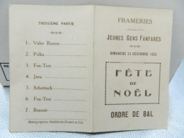 FRAMERIES: TRES RARE CARNET DES FETES DE NOEL . CERCLE JEUNES GENS FANFARES DU  23/12/1923 - Zonder Classificatie