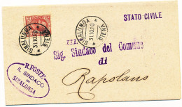 1919 SINALUNGA DC + TIMBRO ARALDICO - Marcophilie