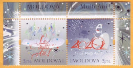 2019 Moldova Moldavie  Happy New Year 2020! Snowman. Snowflakes. Forest. 2v Mint - New Year