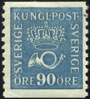 SCHWEDEN 200I *, 1925, 90 Ö. Hellblau, Getöntes Papier, Falzreste, Pracht - Gebruikt