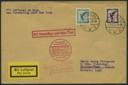 KATAPULTPOST 40c BRIEF, 10.5.1931, Bremen - New York, Nachbringe- Und Schleuderflug, Prachtbrief - Brieven En Documenten