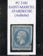 Ardèche - N° 14B (ld) Obl PC 3181 Saint Marcel-d'Ardèche - 1853-1860 Napoléon III