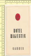 CANNES - HOTEL MAJESTIC Cote D'Azur France Vintage Turistic Brochure Old Prospect - Dépliants Touristiques