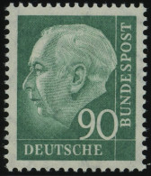BUNDESREPUBLIK 265xv **, 1957, 90 Pf. Heuß, Geriffelte Gummierung, Pracht, Mi. 38.- - Unused Stamps