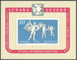 SCHWEIZ BUNDESPOST Bl. 14 **, 1951, Block LUNABA, Postfrisch, Pracht, Mi. 260.- - Other & Unclassified